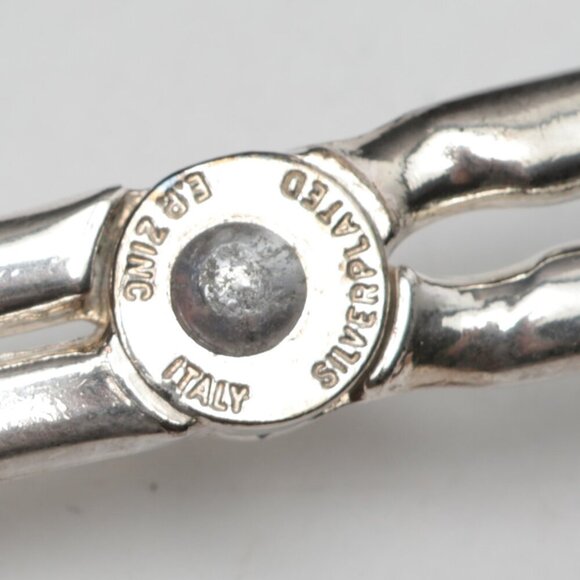 Vintage Silver Plate Salad Tongs Dinner Party Italy EP Zinc Retro Serve Ware MCM - Picture 8 of 12